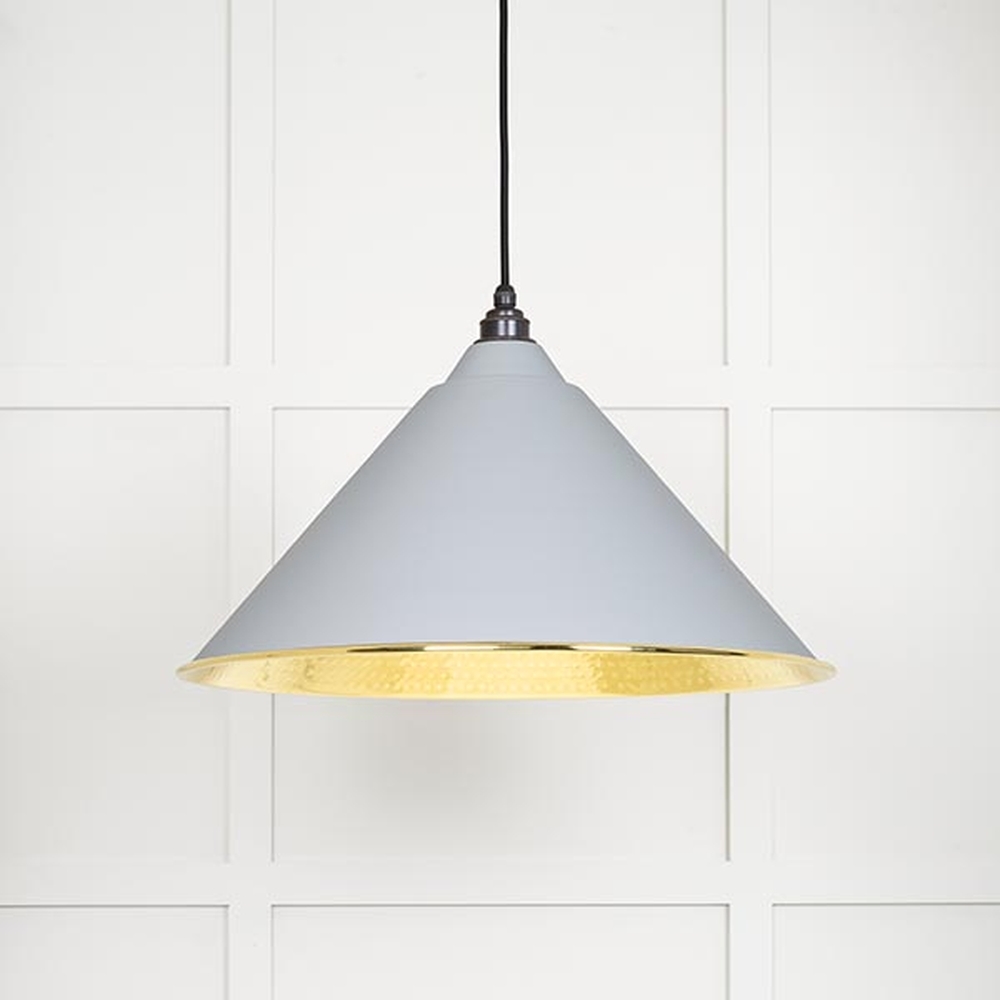 49523BI • 510mm • Hammered Brass & Birch • From The Anvil Hockley Pendant