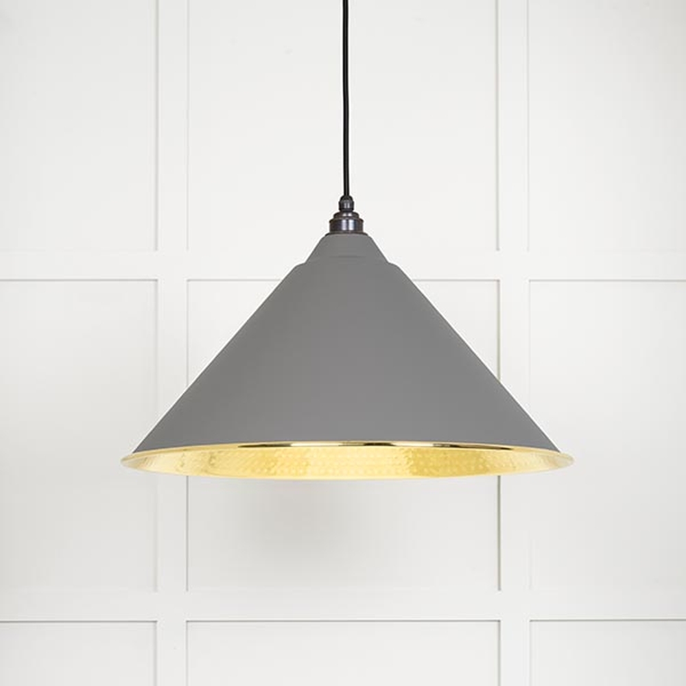 49523BL • 510mm • Hammered Brass & Bluff • From The Anvil Hockley Pendant