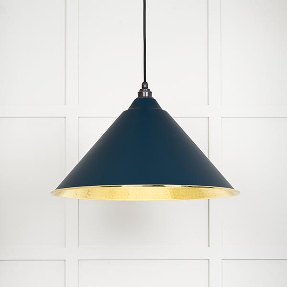 49523DU • 510mm • Hammered Brass & Dusk • From The Anvil Hockley Pendant