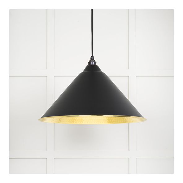 49523EB  510mm  Hammered Brass & Elan Black  From The Anvil Hockley Pendant