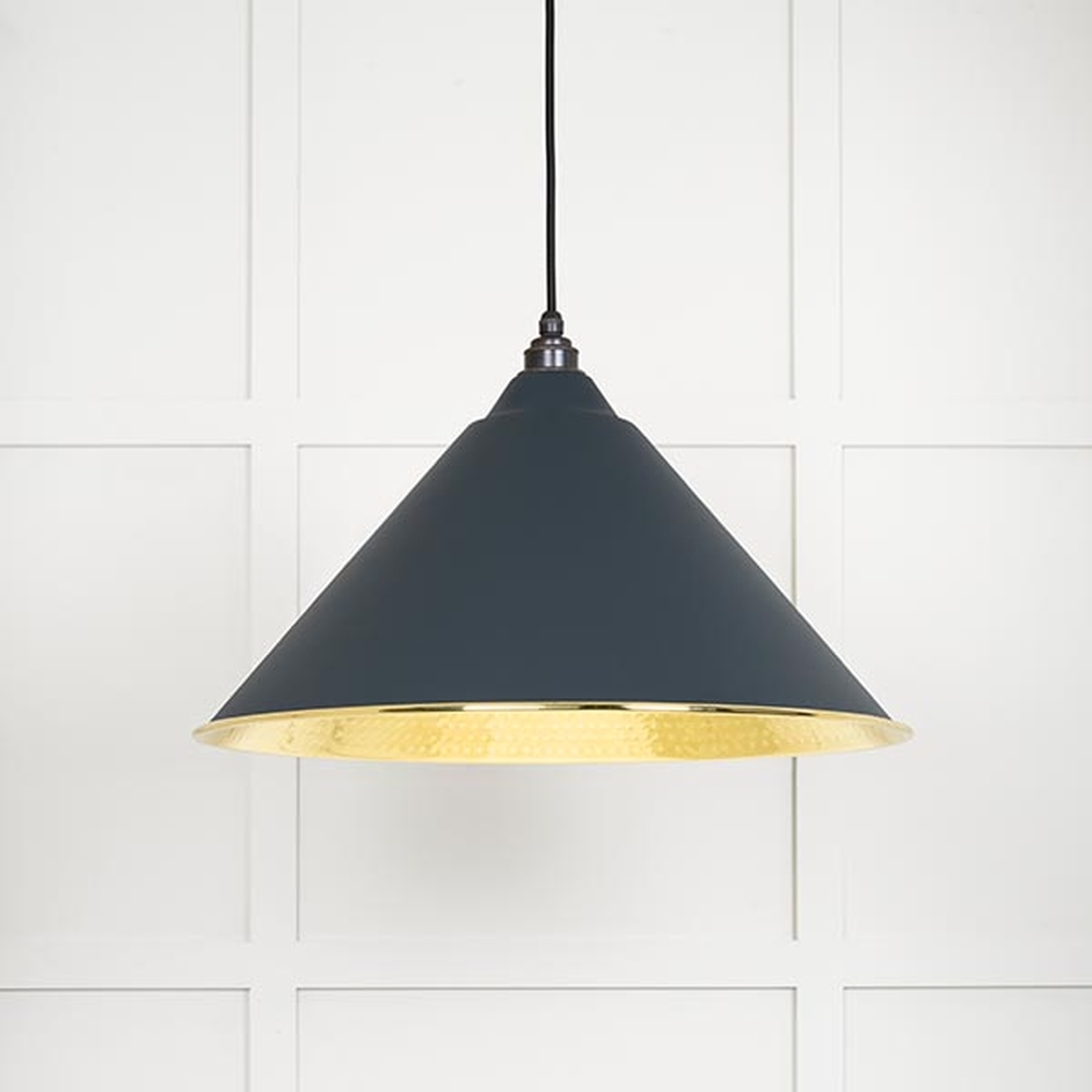 49523SO • 510mm • Hammered Brass & Soot • From The Anvil Hockley Pendant