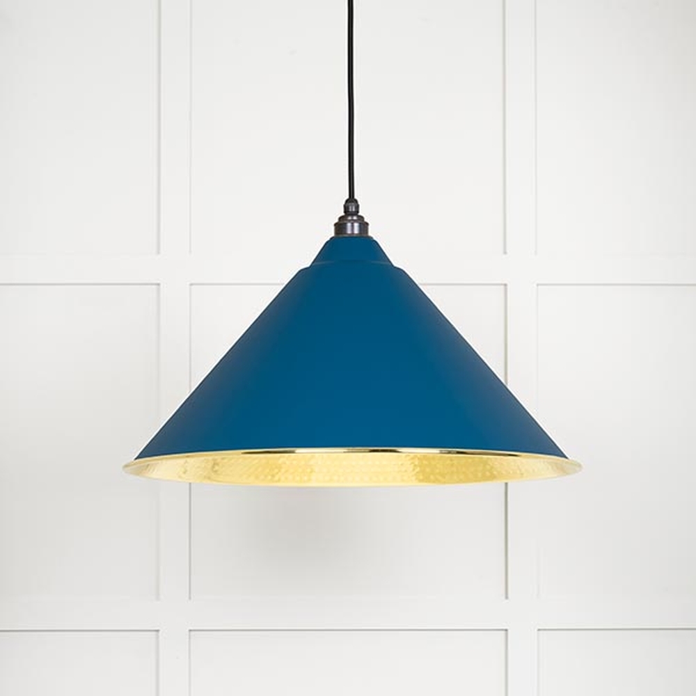 49523U • 510mm • Hammered Brass & Upstream • From The Anvil Hockley Pendant