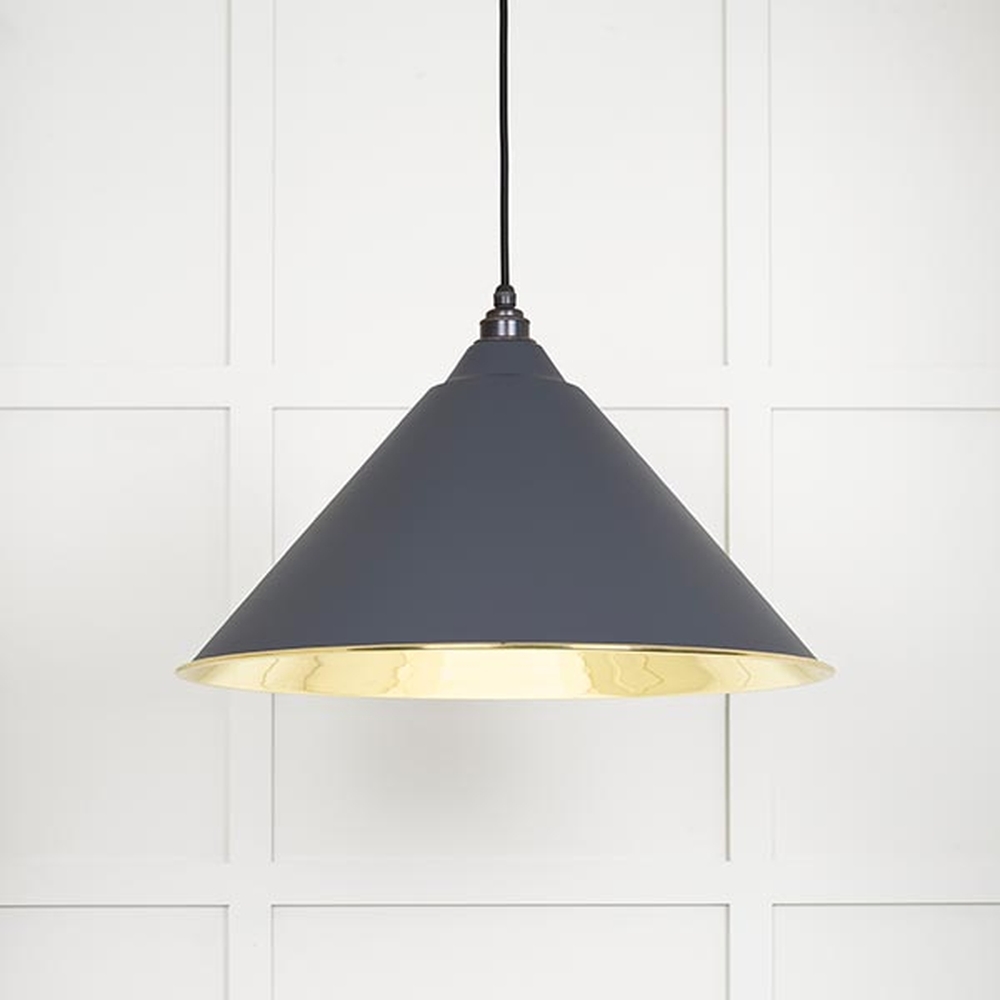 49524SL • 510mm • Smooth Brass & Slate • From The Anvil Hockley Pendant