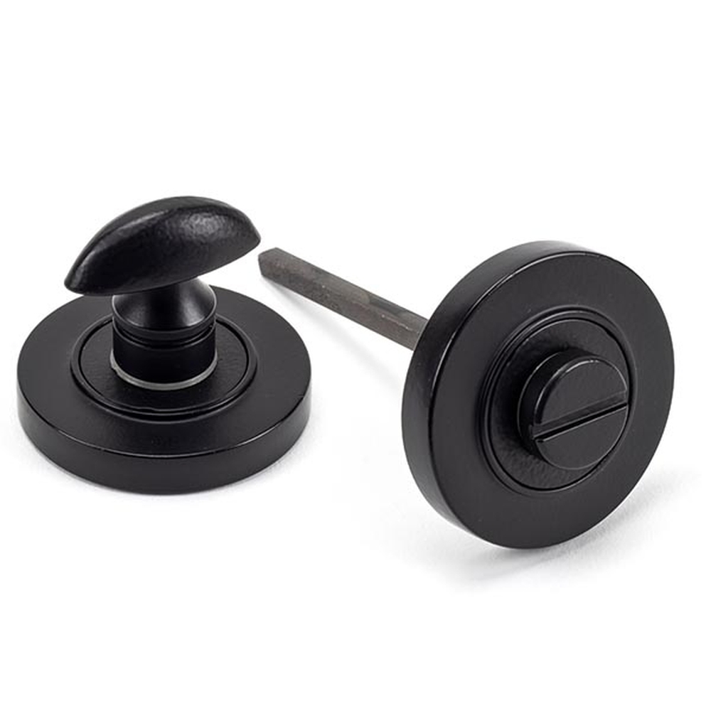 49544  53 x 8mm  Matt Black  From The Anvil Round Thumbturn Set [Plain]