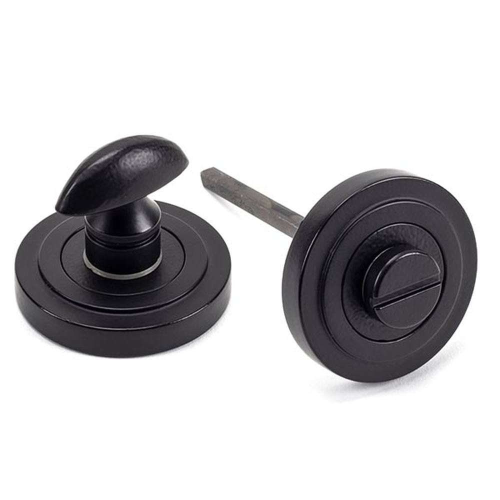 49545  53 x 8mm  Matt Black  From The Anvil Round Thumbturn Set [Art Deco]