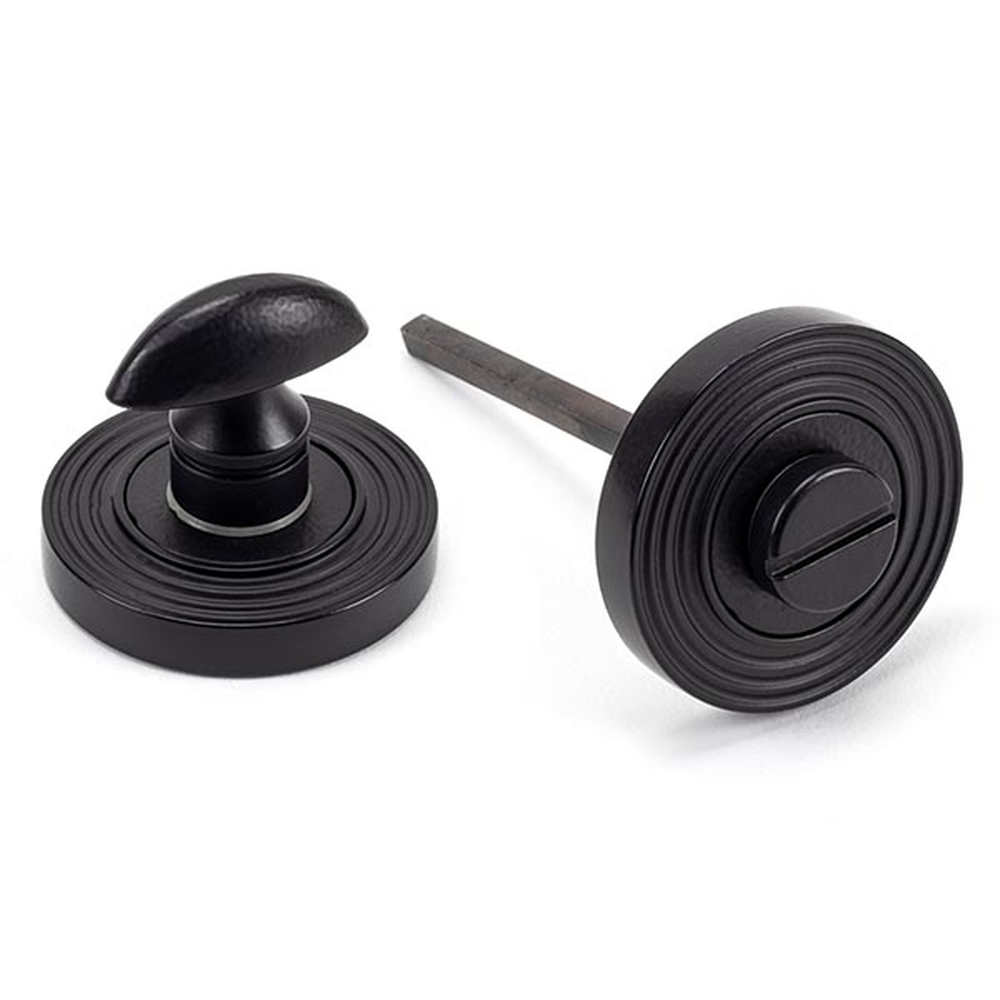 49546  53 x 8mm  Matt Black  From The Anvil Round Thumbturn Set [Beehive]