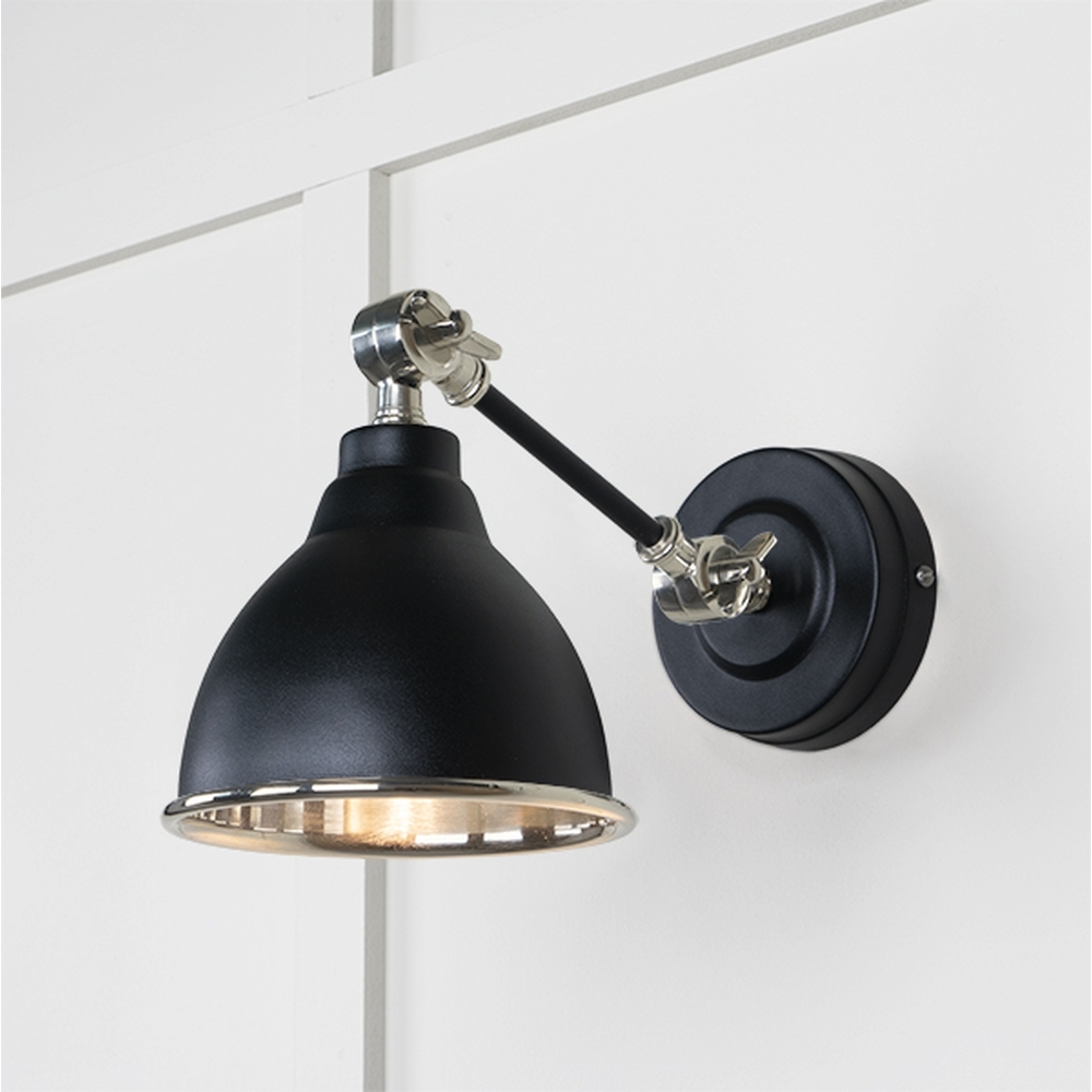 49715SEB • 139 x 124mm • Smooth Nickel • From The Anvil Brindley Wall Light in Elan Black