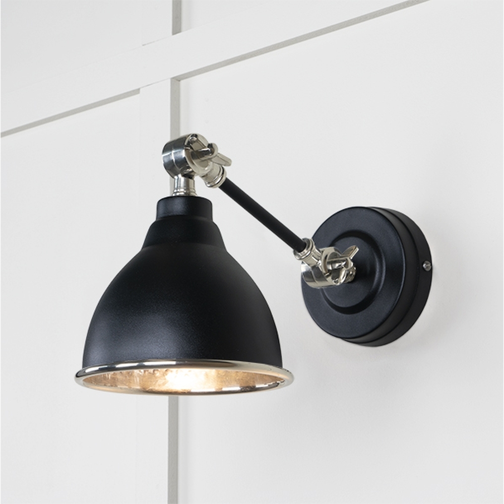 49718SEB • 139 x 124mm • Hammered Nickel • From The Anvil Brindley Wall Light in Elan Black