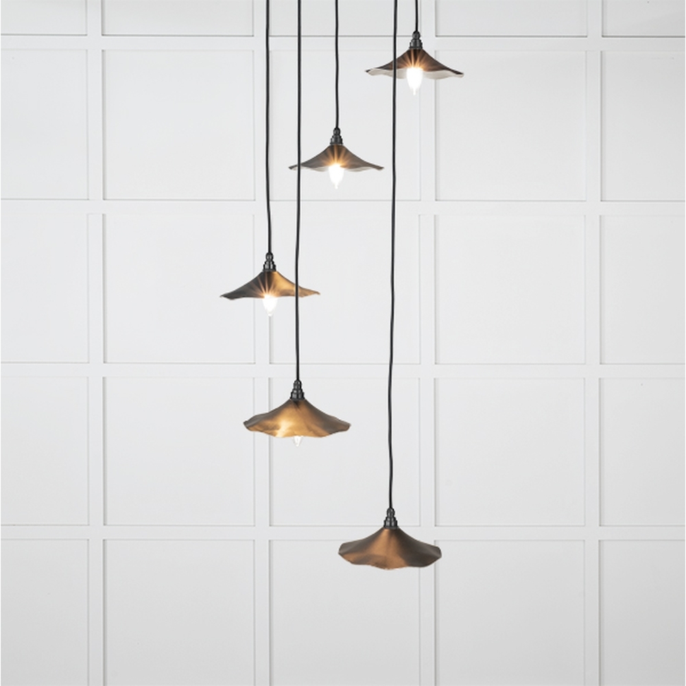 49727SEB • 217 x 63mm • Smooth Nickel • From The Anvil Flora Cluster Pendant in Elan Black