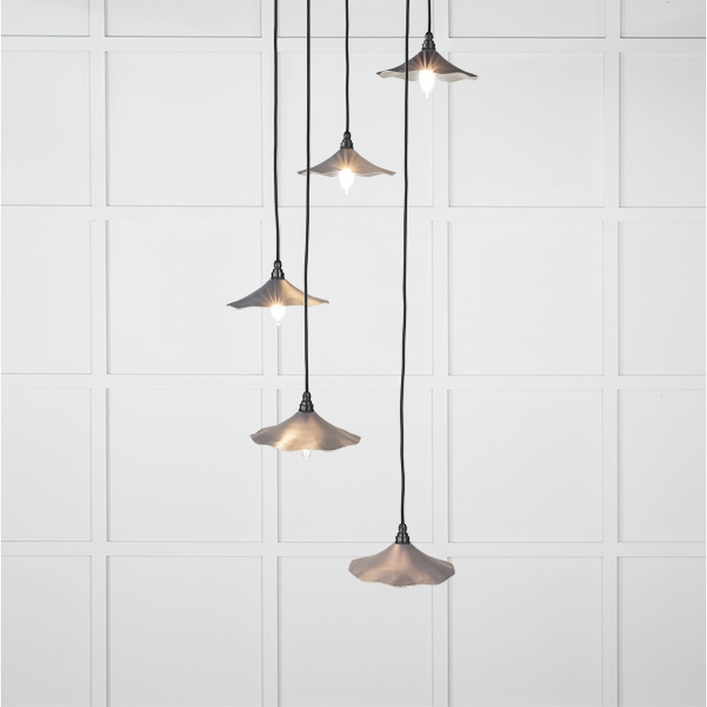 49727SSL • 217 x 63mm • Smooth Nickel • From The Anvil Flora Cluster Pendant in Slate