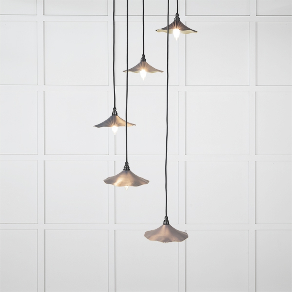 49728SSL • 217 x 63mm • Smooth Brass • From The Anvil Flora Cluster Pendant in Slate