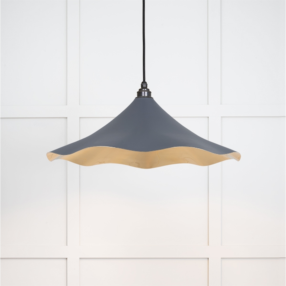 49731SSL • 500 x 146mm • Smooth Brass • From The Anvil Flora Pendant in Slate