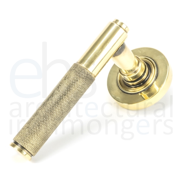 49993 • 53 x 8mm • Aged Brass • From The Anvil Brompton Lever on Rose Set [Plain] - Unsprung