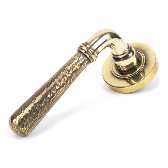 50037  53 x 8mm  Aged Brass  From The Anvil Hammered Newbury Lever on Rose [Plain] - Unsprung