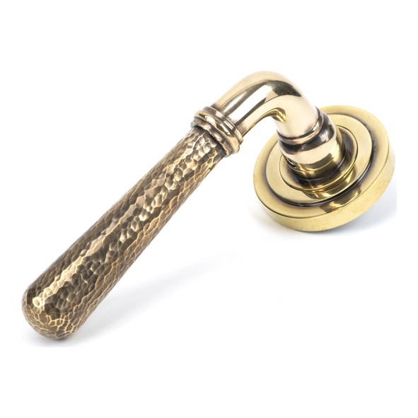 50038  53 x 8mm  Aged Brass  From The Anvil Hammered Newbury Lever on Rose [Art Deco] - Unsprung