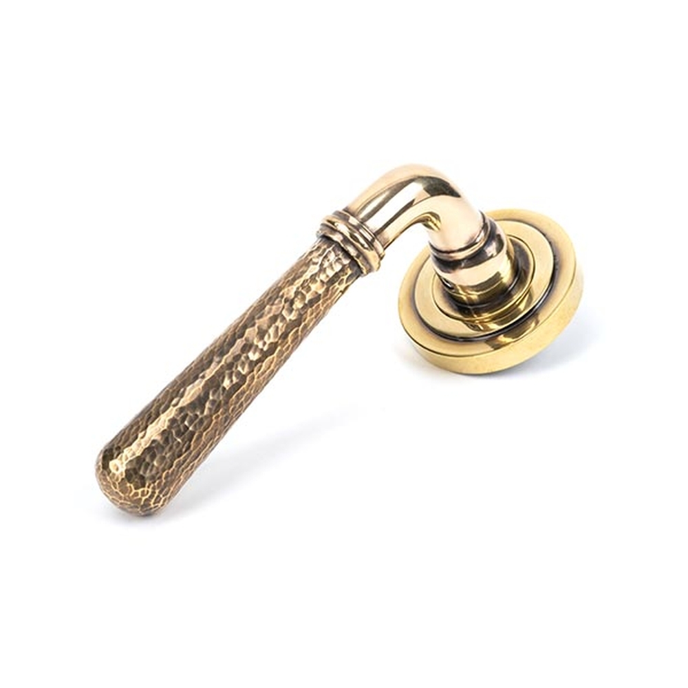 50038 • 53 x 8mm • Aged Brass • From The Anvil Hammered Newbury Lever on Rose [Art Deco] - Unsprung