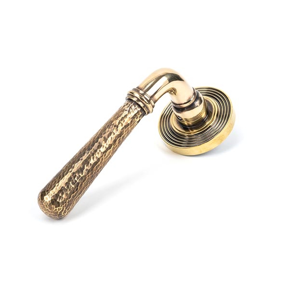 50039 • 53 x 8mm • Aged Brass • From The Anvil Hammered Newbury Lever on Rose [Beehive] - Unsprung