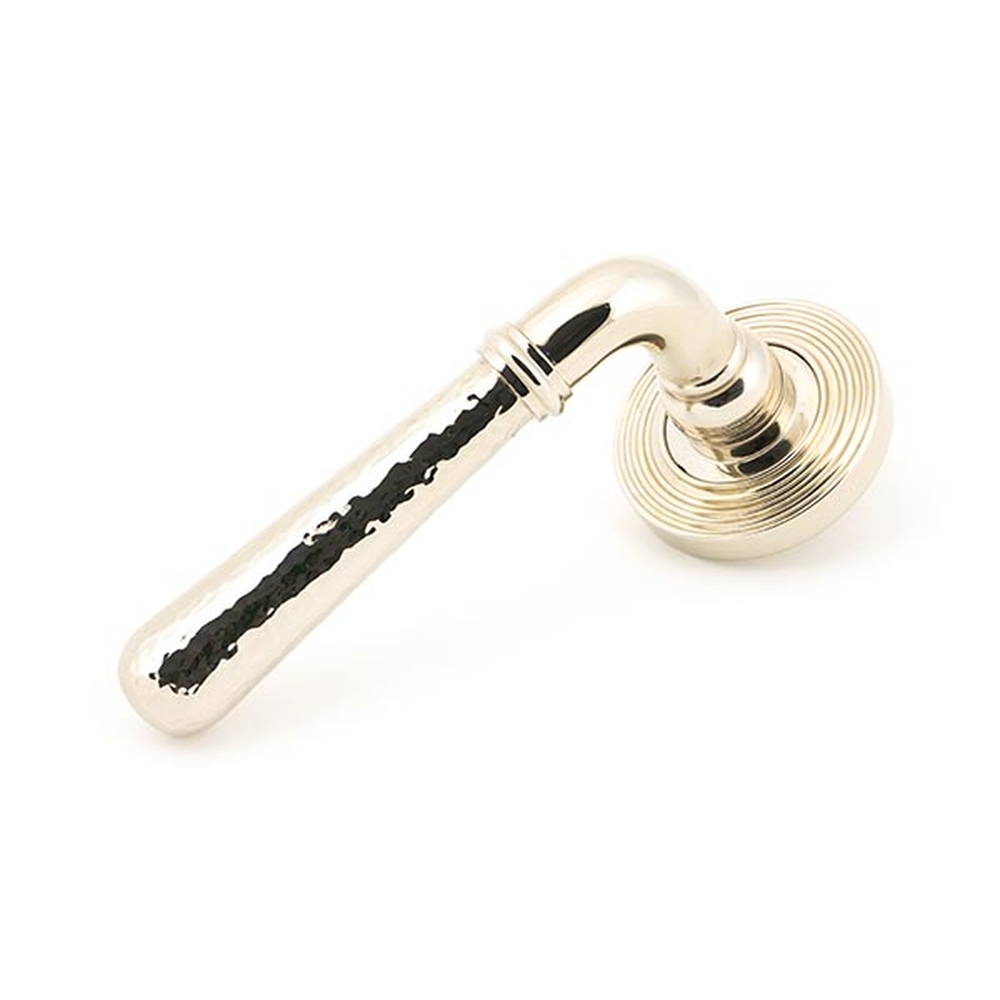 50047 • 53 x 8mm • Polished Nickel • From The Anvil Hammered Newbury Lever on Rose [Beehive] - Unsprung