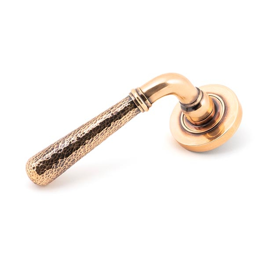 50053 • 53 x 8mm • Polished Bronze • From The Anvil Hammered Newbury Lever on Rose [Plain] - Unsprung