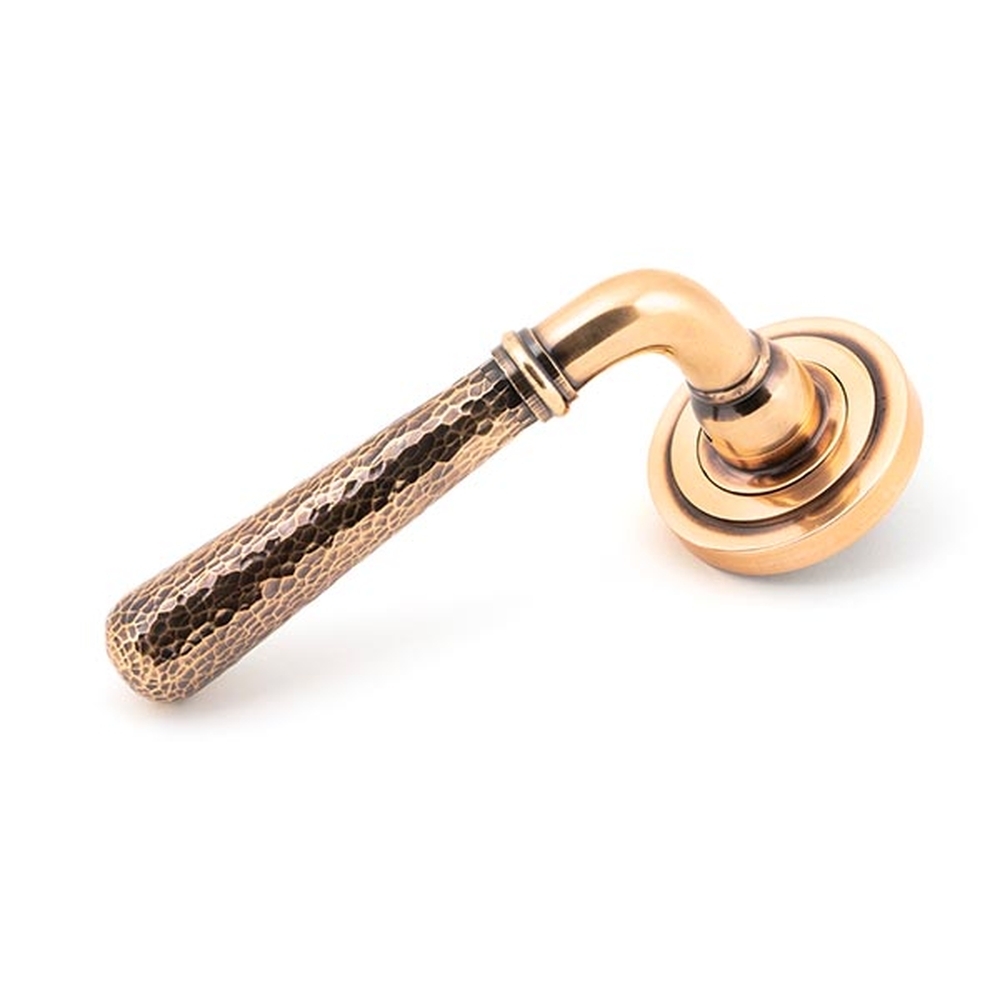 50054 • 53 x 8mm • Polished Bronze • From The Anvil Hammered Newbury Lever on Rose [Art Deco] - Unsprung