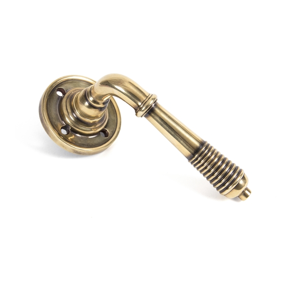 50086 • 60 x 8mm • Aged Brass • From The Anvil Reeded Lever on Rose Set - Unsprung