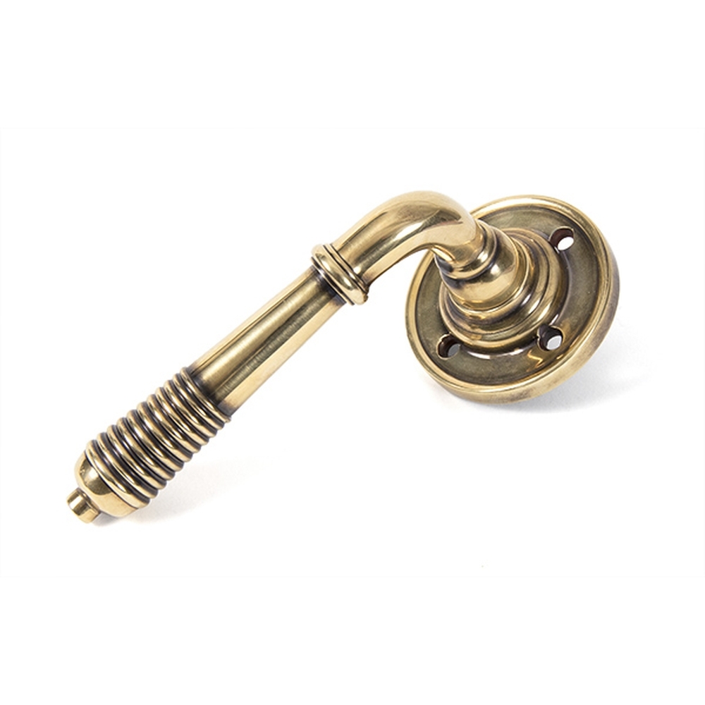 50086 • 60 x 8mm • Aged Brass • From The Anvil Reeded Lever on Rose Set - Unsprung