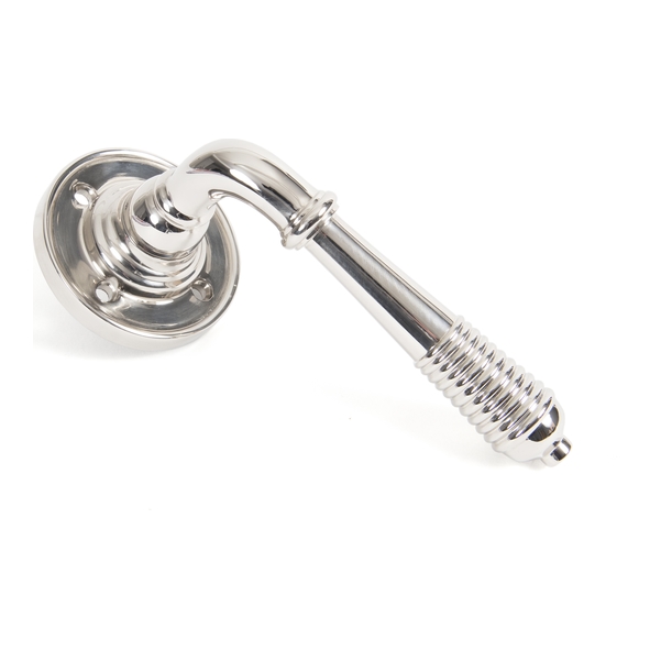 50087 • 60 x 8mm • Polished Nickel • From The Anvil Reeded Lever on Rose Set - Unsprung