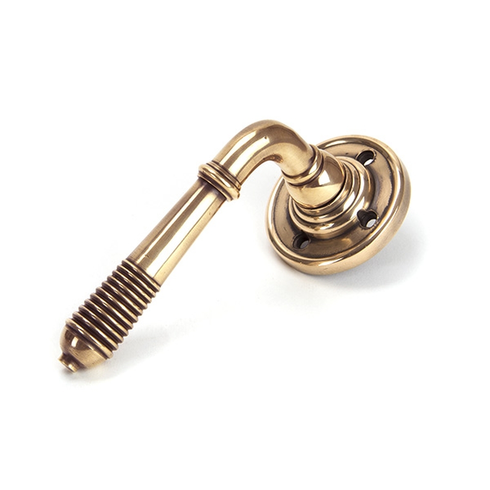 50090 • 60 x 8mm • Polished Bronze • From The Anvil Reeded Lever on Rose Set - Unsprung