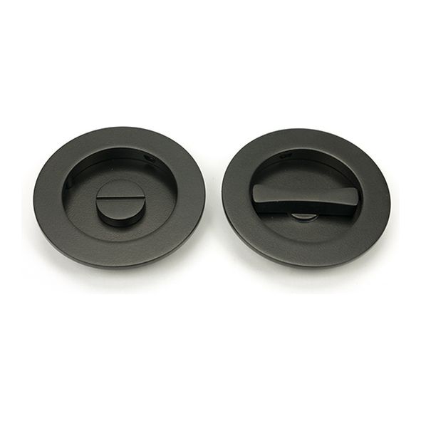 50131  75 mm  Aged Bronze  From The Anvil Plain Round Pull - Privacy Set
