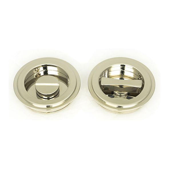 50164  60mm  Polished Nickel  From The Anvil Art Deco Round Pull - Privacy Set