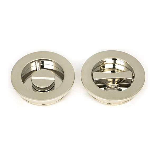 50166  60mm  Polished Nickel  From The Anvil Plain Round Pull - Privacy Set