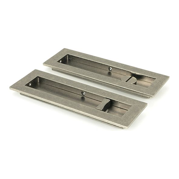 50176  175mm  Pewter Patina   From The Anvil Plain Rectangular Pull - Privacy Set