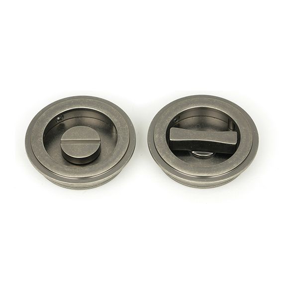 50182  60mm  Pewter Patina   From The Anvil Art Deco Round Pull - Privacy Set