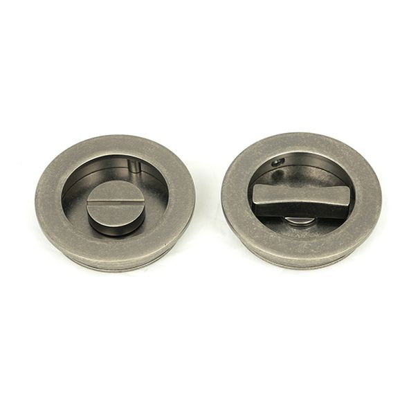 50184  60mm  Pewter Patina   From The Anvil Plain Round Pull - Privacy Set