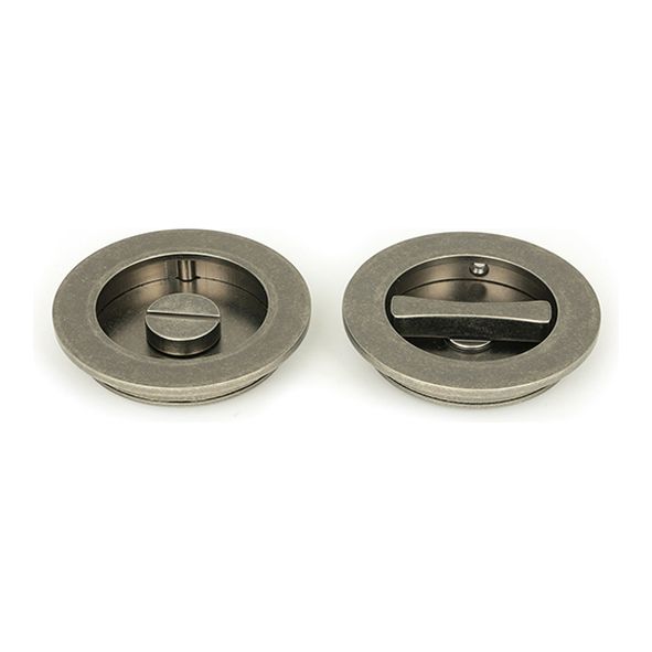 50185 • 75 mm • Pewter Patina  • From The Anvil Plain Round Pull - Privacy Set
