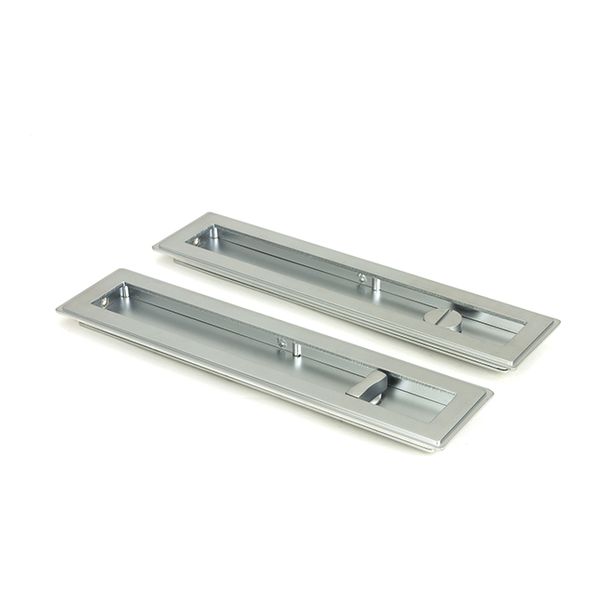 50641  250mm  Satin Chrome  From The Anvil Art Deco Rectangular Pull - Privacy Set