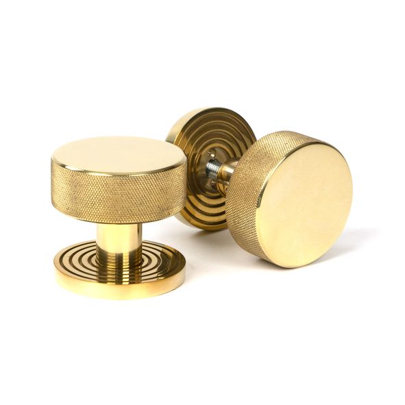 50837  63mm  Polished Brass  From The Anvil Brompton Mortice Knobs On Beehive Roses