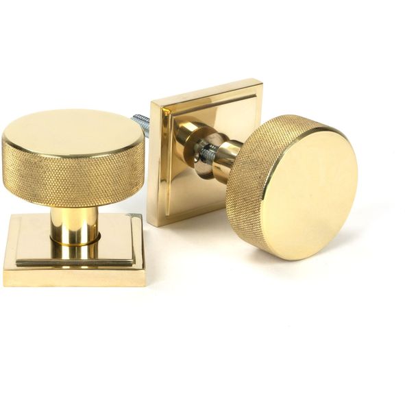 50838  63mm  Polished Brass  From The Anvil Brompton Mortice Knobs On Square Roses