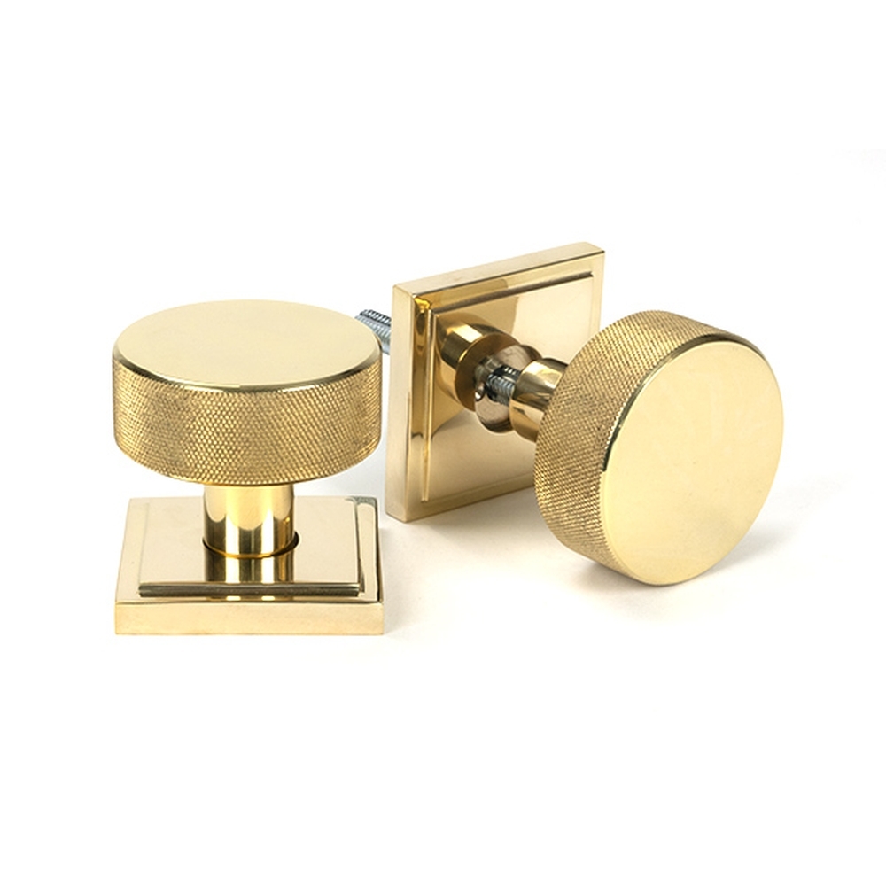 50838 • 63mm • Polished Brass • From The Anvil Brompton Mortice Knobs On Square Roses