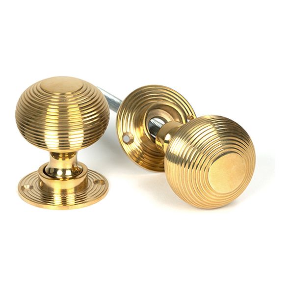 50840  50mm  Polished Brass  From The Anvil Heavy Beehive Mortice/Rim Knob Set