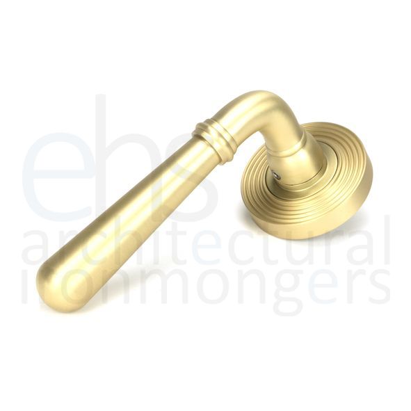 50859 • 53 x 8mm • Satin Brass • From The Anvil Newbury Lever on Rose Set [Beehive] - Unsprung