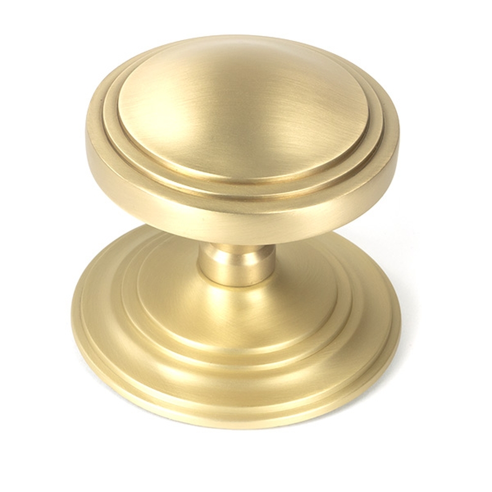 50897  81mm  Satin Brass  From The Anvil Art Deco Centre Door Knob