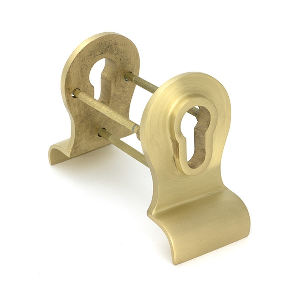 50899  90 x 50mm  Satin Brass  From The Anvil Euro Door Pull [Back to Back fixings]