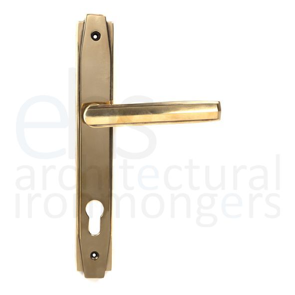 51186  258 x 36 x 14mm  Aged Brass  From The Anvil Art Deco Slimline Lever Espag. Lock Set