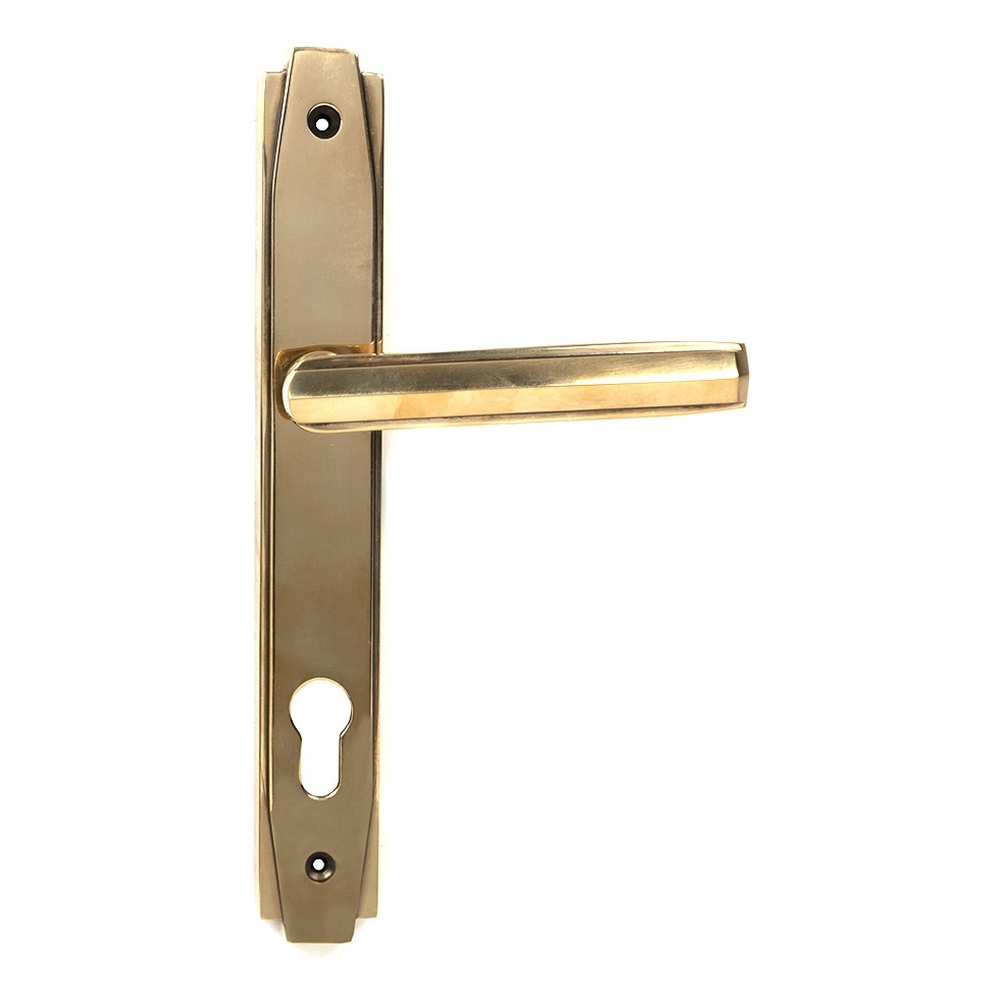 51186  258 x 36 x 14mm  Aged Brass  From The Anvil Art Deco Slimline Lever Espag. Lock Set