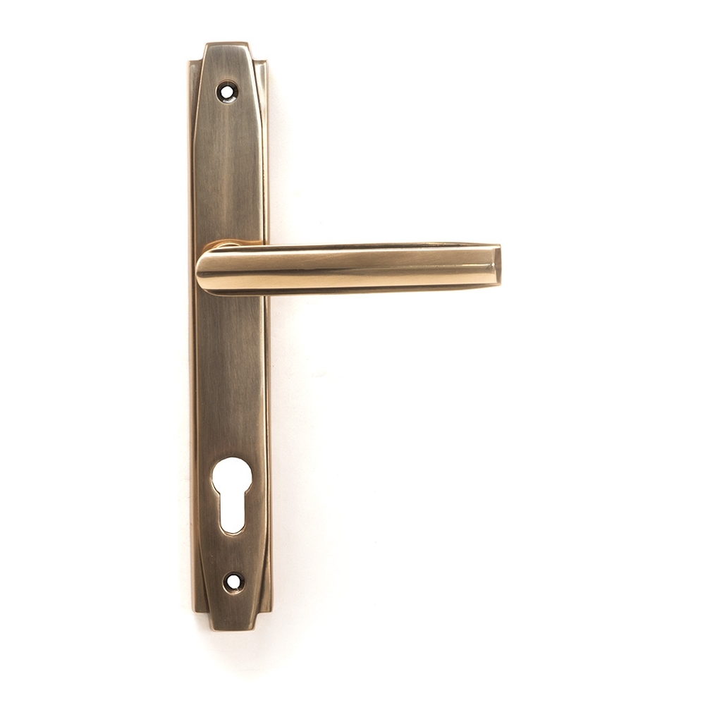 51190  258 x 36 x 14mm  Polished Bronze  From The Anvil Art Deco Slimline Lever Espag. Lock Set