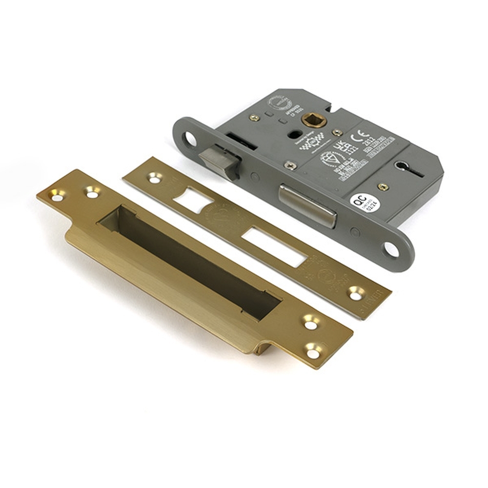 51347 • 78mm [57mm] • Satin Brass • From The Anvil 5 Lever BS Sash Lock