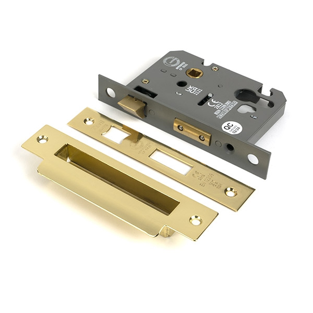 51385 • 78mm [57mm] • Polished Brass • From The Anvil Euro Profile Sash Lock