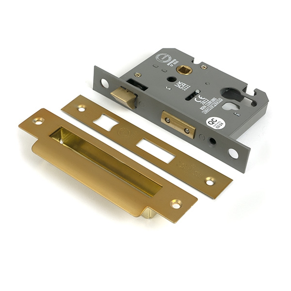 51387 • 78mm [57mm] • Satin Brass • From The Anvil Euro Profile Sash Lock