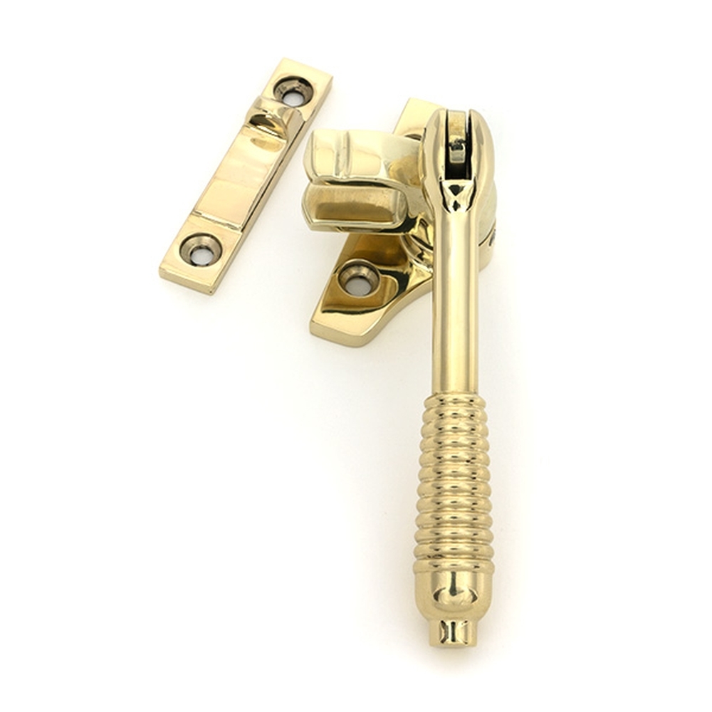 51996  132mm  Polished Brass  From The Anvil Night-Vent Locking Reeded Fastener For Steel Windows